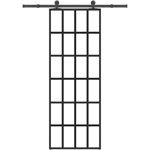 vidaXL Drsna vrata z opremo 76x205 cm ESG steklo in aluminij Cene