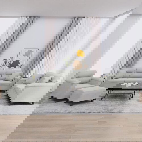VidaXL 4-dijelni set sofa s jastucima svjetlosivi od mikrovlakana Slike