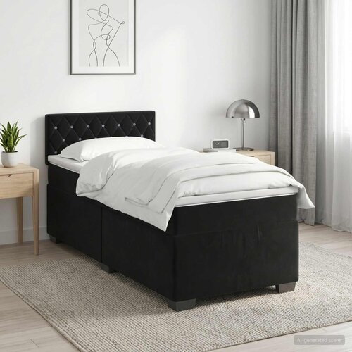  Boxspring krevet s madracem Crna 100 x 200 cm Baršun Cene