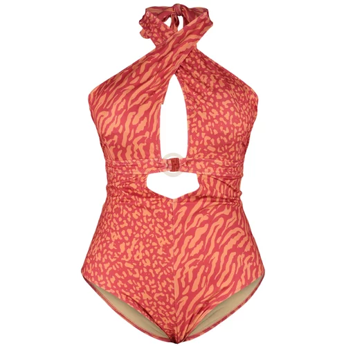 Trendyol Curve Plus Size Swimsuit - Multi-color - Animal print