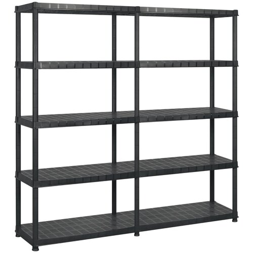 vidaXL regal s policami 5-nadstropni črn 183x45,7x185 cm plastika Cene