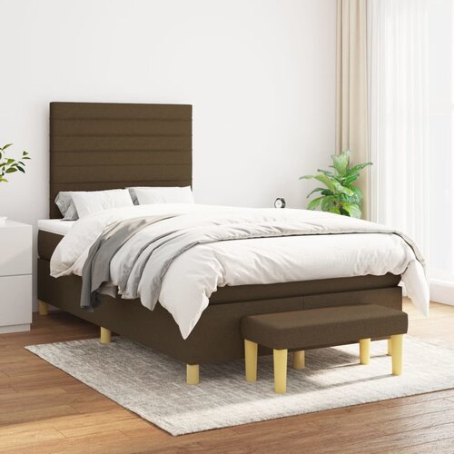 The Living Store Box spring postelja z vzmetnico temno rjav 120x200 cm blago - Box Spring Postelja, (21737490) Slike