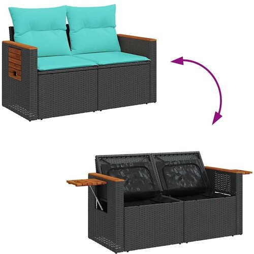  Vrtna garnitura - 7-dijelni set vrtnih sofa od poliratana s jastucima crni - Crna 1 Slike