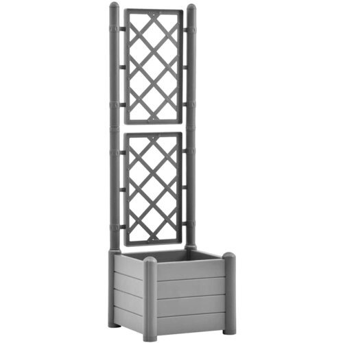 Maison Chic Cvetlično korito - Cvetlični Lonec z oporno mrežo 43x43x142 cm PP kamnito sivo, (21789007) Cene