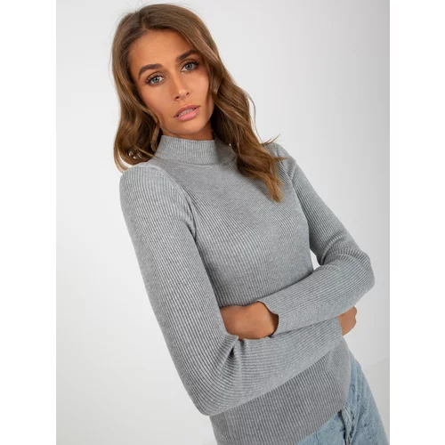 Fashion Hunters Gray knitted sweater with turtleneck