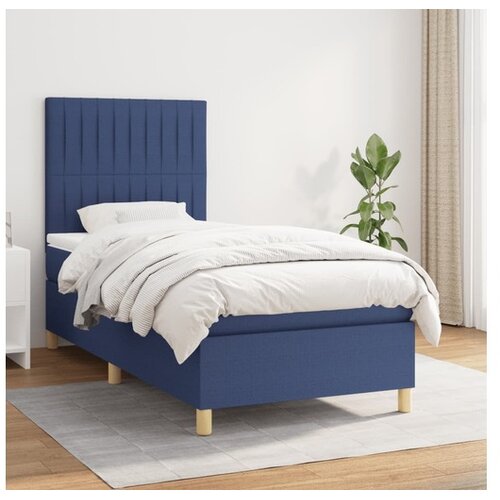  Box spring postelja z vzmetnico moder 80x200 cm blago Cene