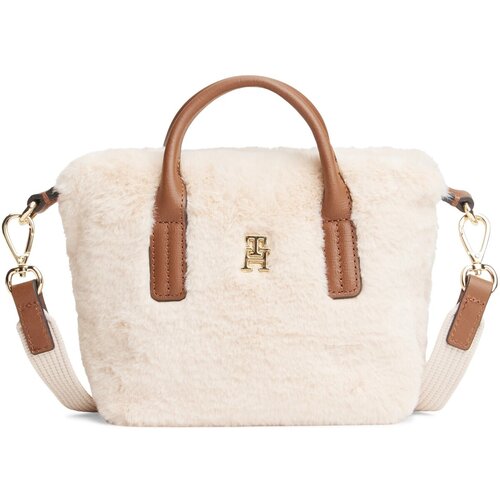 Tommy Hilfiger Ročne torbice Popette Micro Tote Faux Fur Bež Slike