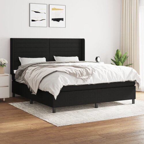  The Living Store Box spring postelja z vzmetnico črna 160x200 cm blago - Box Spring Postelja, (21454816) Slike