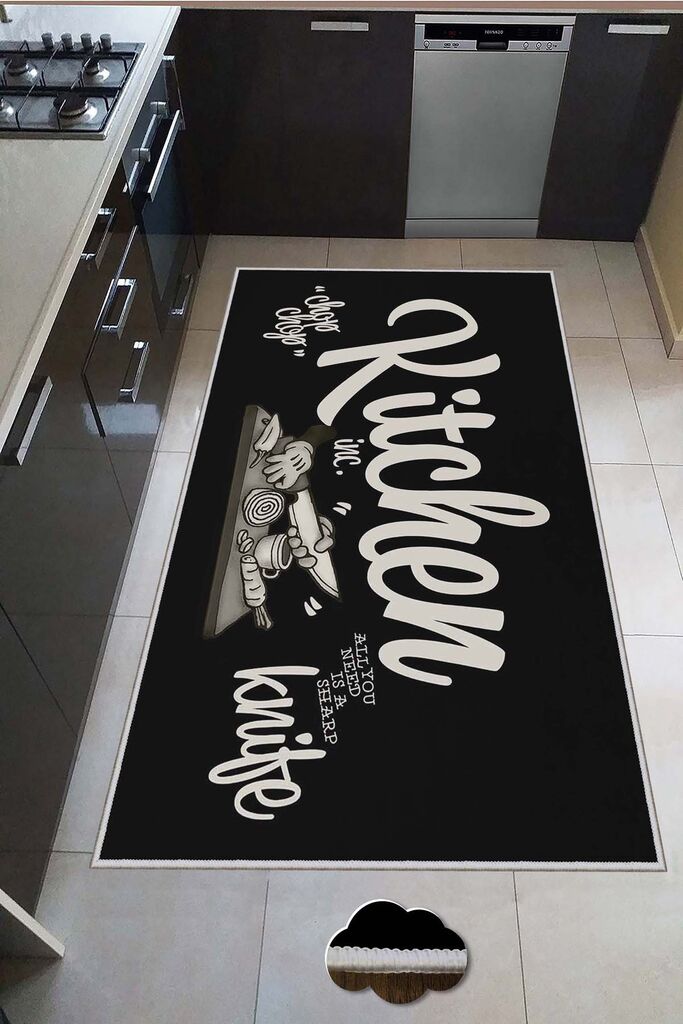 Conceptum Hypnose Tepih Hmnt570, Pravougaoni, 80 x 300 cm, Crno-beli Cene