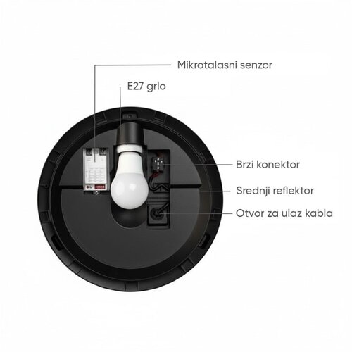 Braytron tamno siva plafonjera 1xE27 sa senzorom Slike