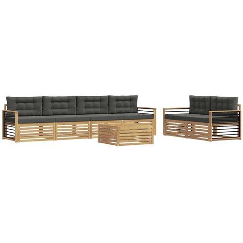 vidaXL Zunanja garnitura za sedenje 7 pcs Bela in antracit Poliester, (5000280934) Cene
