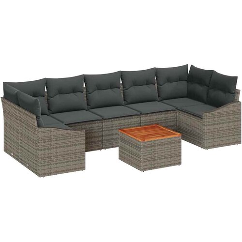  Sjedeća garnitura za vrt 8 kom. Siva poliratan 289 x 123,5 x 69 cm Slike