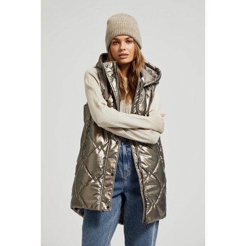Moodo Women&amp;#039;s quilted vest with hood - beige Slike