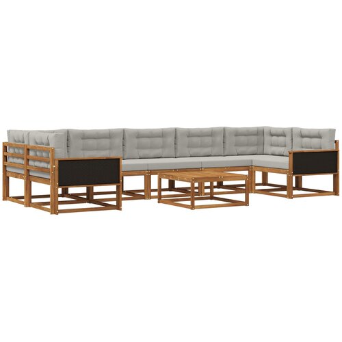  Set vanjskih sofa 8 pcs Prirodna i Svjetlosiva Slike