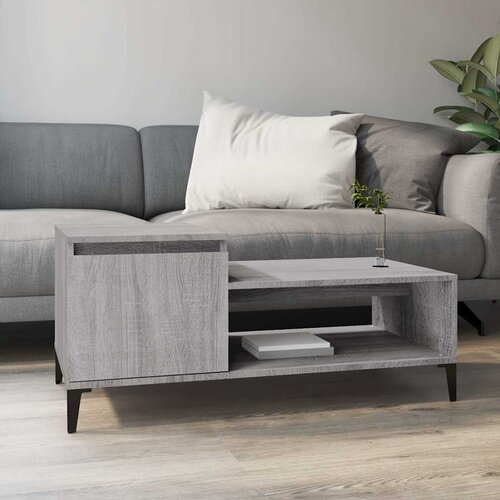  Stolić za kavu boja sivog hrasta 100x50x45 cm konstruirano drvo Siva Slike