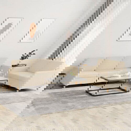 vidaXL Sedežna garnitura 2-delna z blazinami krem blago Cene