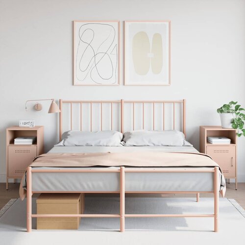 VidaXL Noćni ormarići 2 kom ružičasti 36x39x68 cm hladno valjani čelik Slike