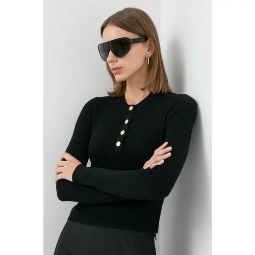 Michael Kors Volnen pulover ženski, črna barva