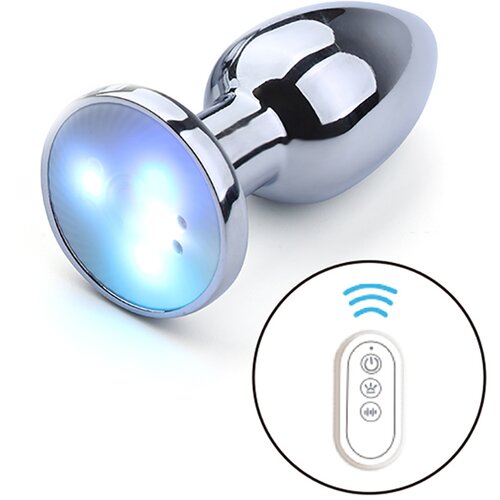 Kiotos Vibrating Aluminium LED Buttplug Small Cene