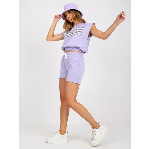 Fashion Hunters Purple two-piece sweatshirt set with shorts