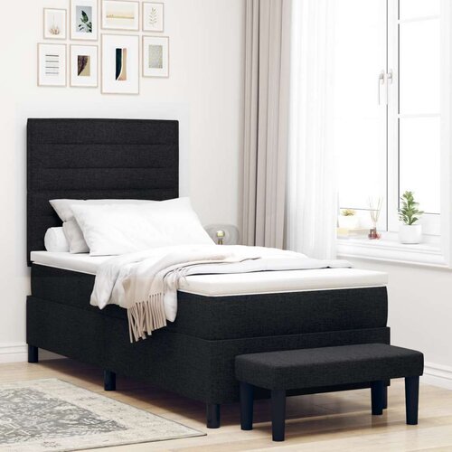  Krevet s box springom s madracem i klupicom Crna 90x200 cm Tkanina Cijene