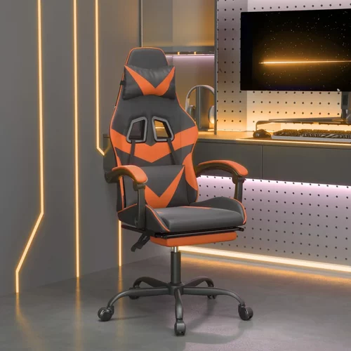  Okretna igraća stolica s osloncem crno-narančasta umjetna koža