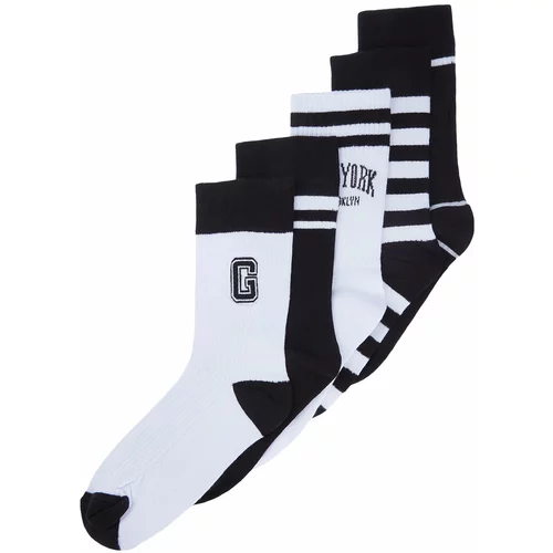 Trendyol Multi-Colored Men's 5-Pack Cotton Striped Lettering Embroidered College-Tennis-Mid-Length Socks