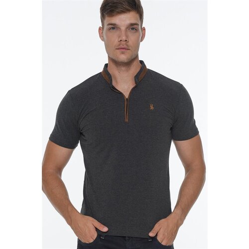 Dewberry T8571 ZIPPER MEN&amp;#039;S T-SHIRT-DARK ANTHRACITE Slike
