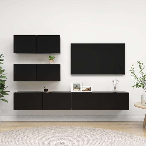 4-dijelni set TV ormarića od iverice crni Cene