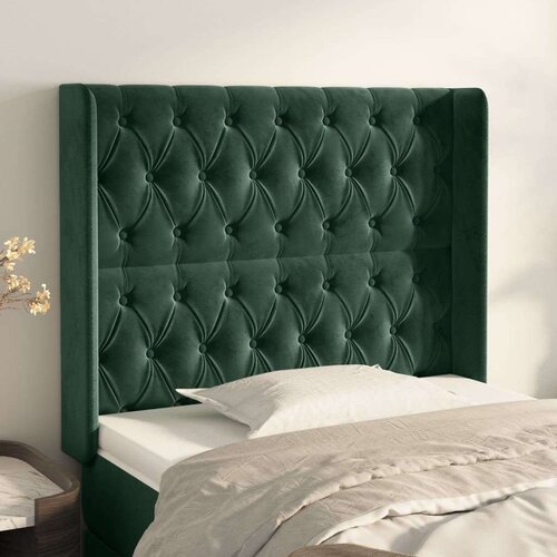  Uzglavlje s u&scaron;ima tamnozeleni 103x16x118/128 cm bar&scaron;unasti Cijene