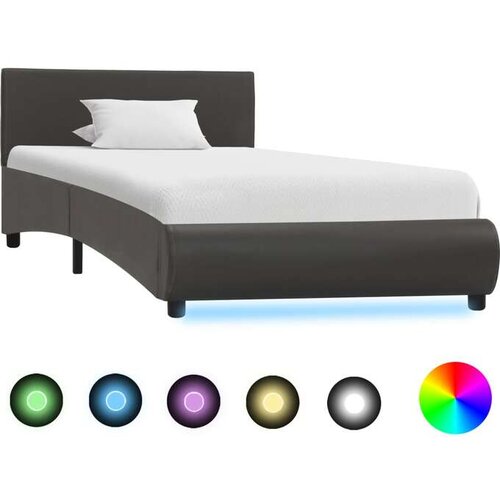  Za krevet od umjetne kože s LED svjetlom sivi 90 x 200 cm Cijene