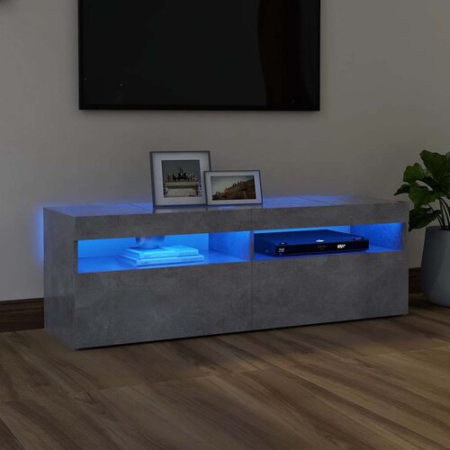 TV ormarić s LED svjetlima siva boja betona 120x35x40 cm Cijene