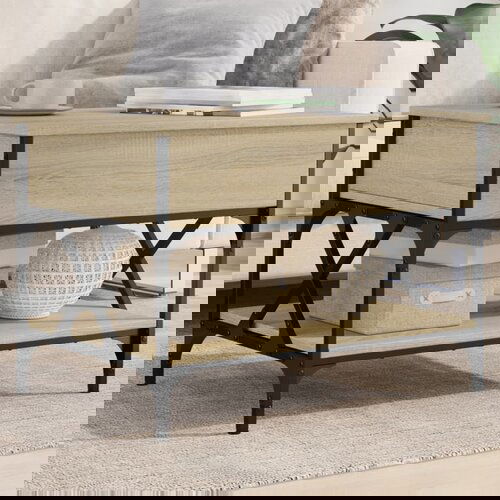 The Living Store Klubska mizica sonoma hrast 70x50x50 cm inž. les in kovina - Klubska Mizica, (21574863) Cene