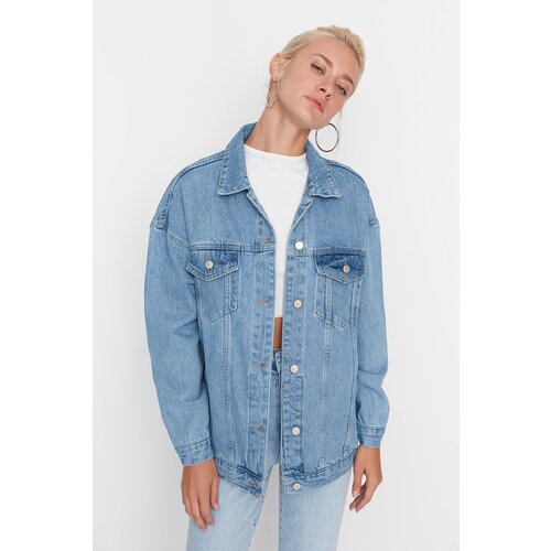 Trendyol Blue Oversize Denim Jacket Slike