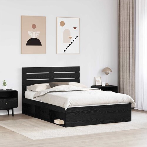  Krevetna konstrukcija Crna 150 x 200 cm Čvrsto borovo drvo Slike