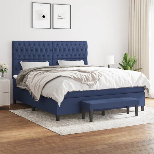VidaXL Box spring postelja z vzmetnico modra 180x200 cm blago Slike