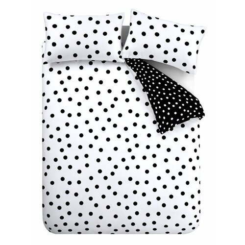 Catherine Lansfield Črno-bela enojna posteljnina 135x200 cm Polka Dot &ndash; Cene