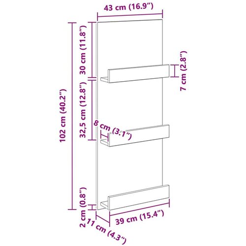  Polica za časopise s policom Siva Sonoma 51 x 11 x 102 cm Slike