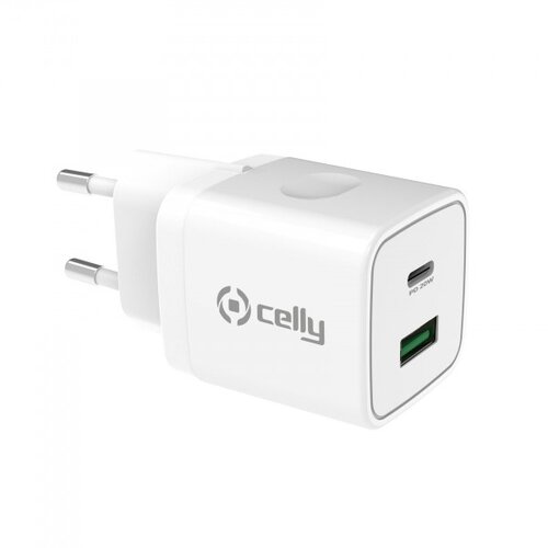 Celly punjač 20W PD USB-A + USB-C bela Cene