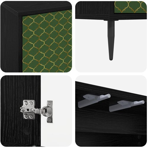  Kreveta GELEEN Crni hrast 69 x 33 x 76 cm Konstruirano drvo Slike