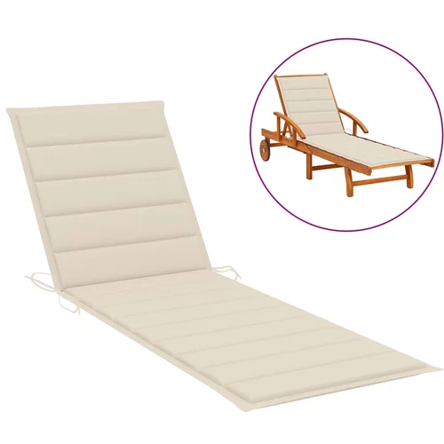 vidaXL jastuk za ležaljku za sunčanje krem 200 x 70 x 3 cm od tkanine
