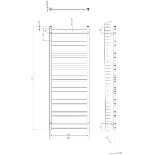 Sapho radijator za kupatilo metro dos 143x55 cm sjajni hrom Slike
