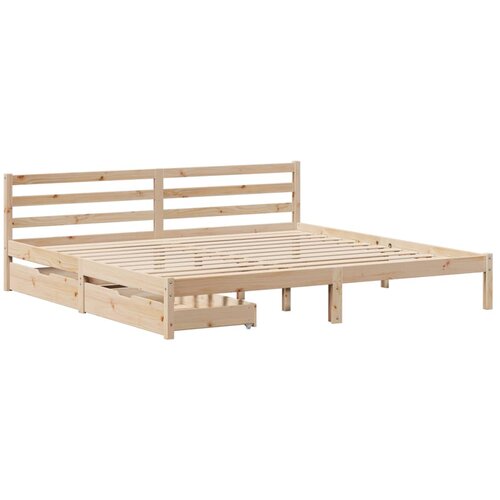 VidaXL Posteljni okvir s predali 200x200 cm trdna borovina, (21338066) Slike