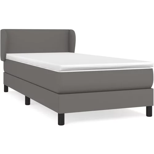 vidaXL Box spring postelja z vzmetnico siv 90x190 cm umetno usnje, (20790284)