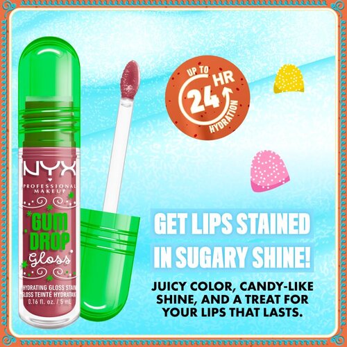 NYX Professional Makeup Gingerbaddie Land Gum Drop sijaj za ustnice odtenek 02 Bubblegum Burst 1 kos Slike