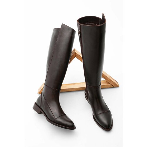 Marjin Knee-High Boots - Brown - Flat Slike
