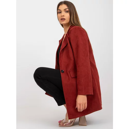 Fashion Hunters Women's brown and chestnut jacket in imitation suede Irmina