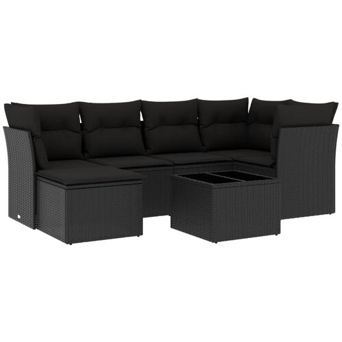  7-dijelni set vrtnih sofa od poliratana s jastucima crni Crna 234 x 124 x 69 cm Slike