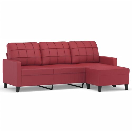 Maison Chic kavč - Sofa - Kanape s stolčkom za noge vinsko rdeč 180 cm umetno usnje, (21727745) Cene