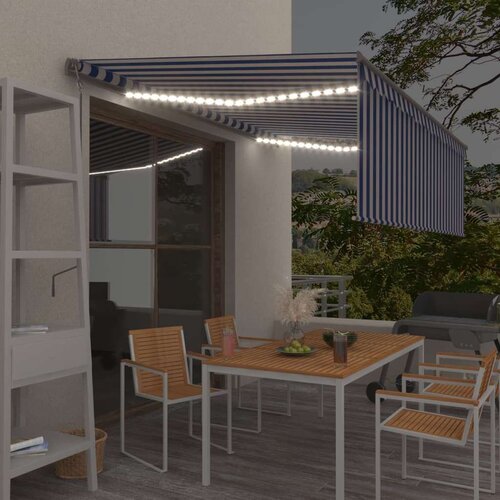  Automatska tenda s roletom i senzorom LED 4 x 3 m plavo-bijela Cijene